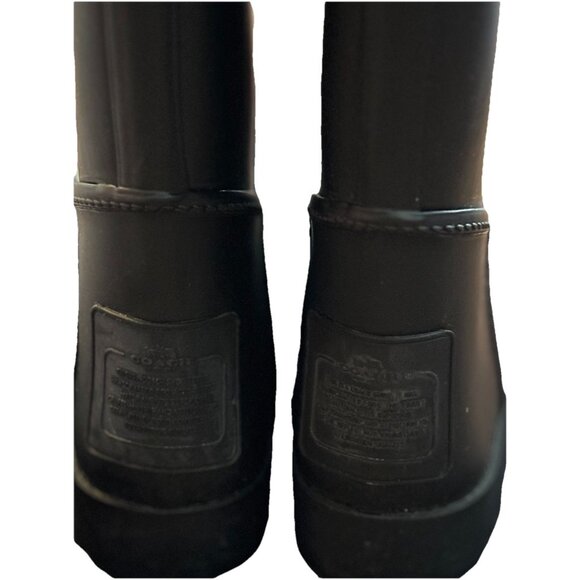 Coach Tristee Black Matte Knee High Lace Up Lined Rain Boot, Size 7, Feminine - Picture 7 of 8